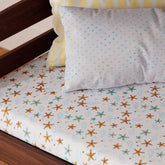 Cot Sheet 60x90, Snail-Starfish, Blue & Orange - Eyaas